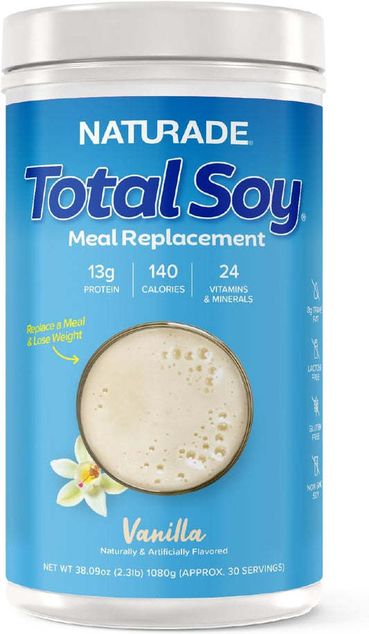 Naturade Total Soy Protein Powder Vanilla - 13g Protein, 140 Calories per Serving, Non-GMO, Lactose & Gluten Free - 30 Servings