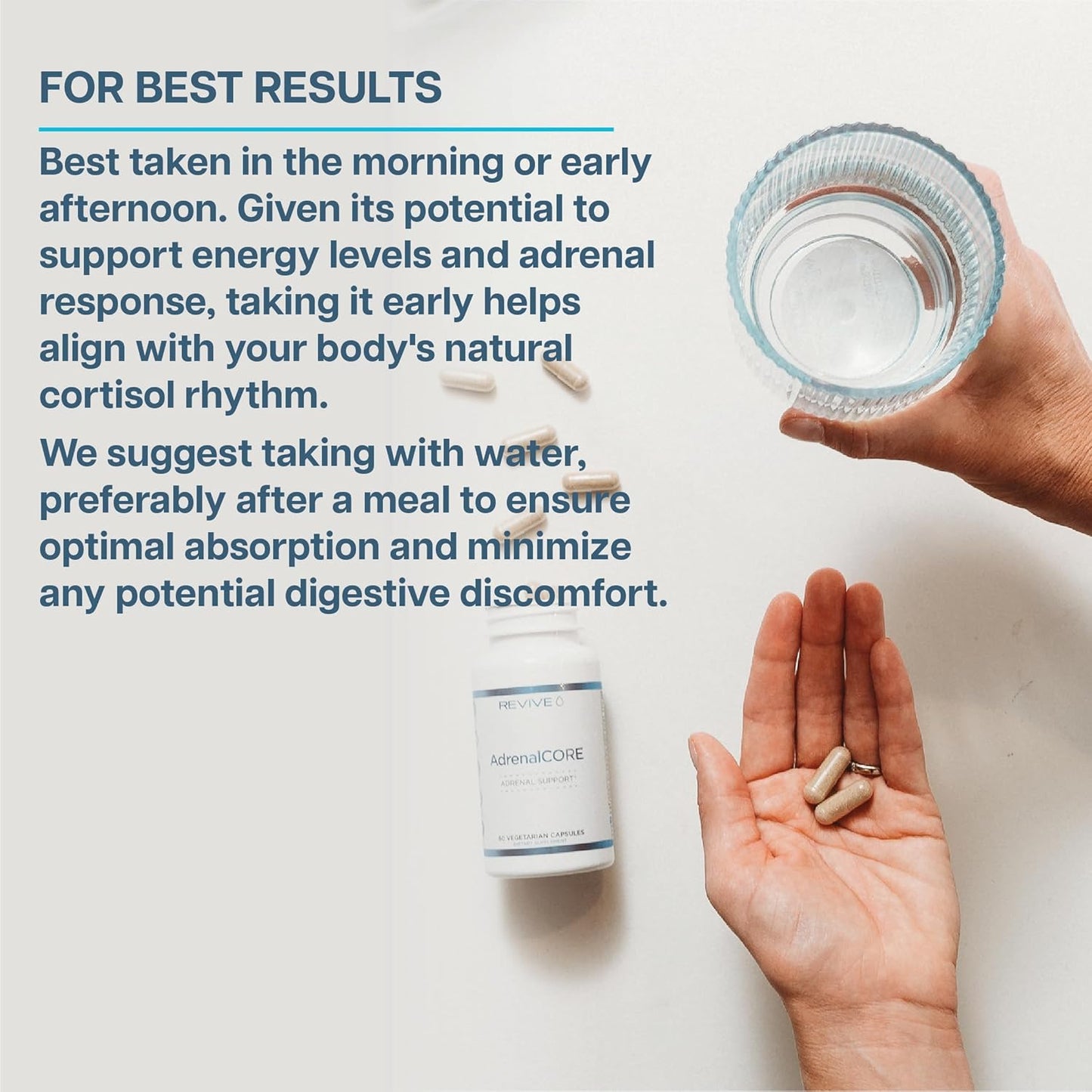 Natural Adrenal Support Supplements with Rhodiola Rosea & Ashwagandha - Promotes Energy & Mental Performance - Men & Women