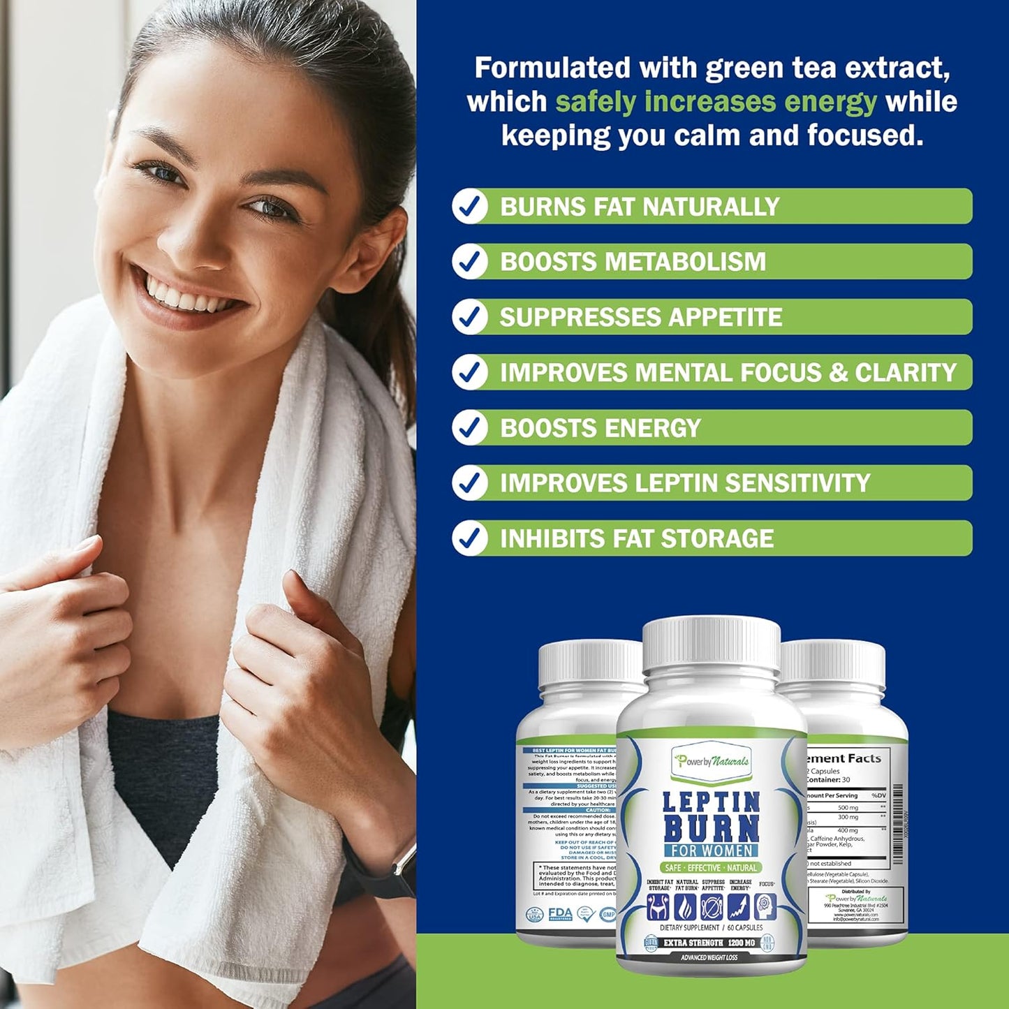 Natural Advanced Leptin Supplements for Women - African Mango Weight Loss - Gluten-Free & Vegetarian - 60 Capsules