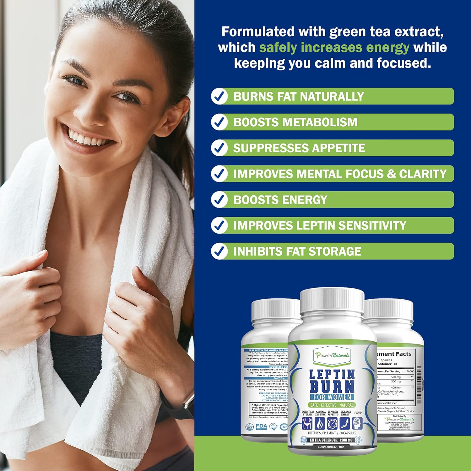 Natural Advanced Leptin Supplements for Women - African Mango Weight Loss - Gluten-Free & Vegetarian - 60 Capsules