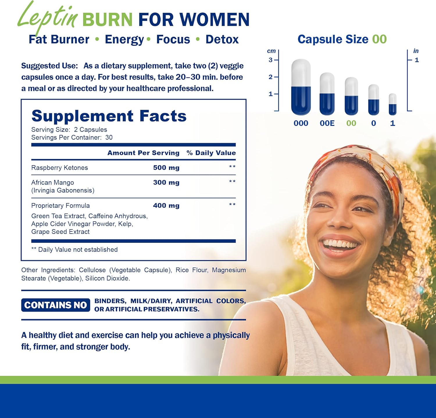 Natural Advanced Leptin Supplements for Women - African Mango Weight Loss - Gluten-Free & Vegetarian - 60 Capsules