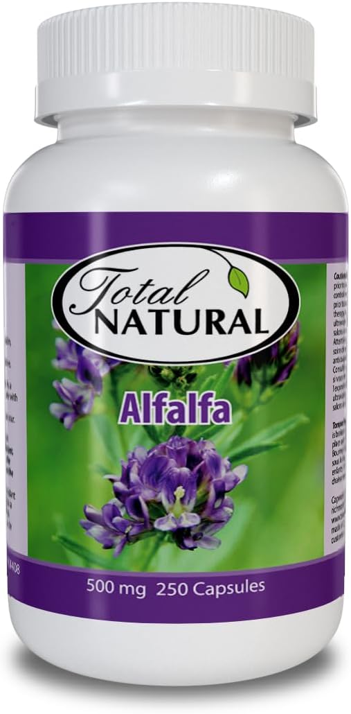 Natural Alfalfa Supplement Capsules - 500mg, 250 Count, Vitamin & Mineral-Rich, Boosts Energy, Digestive Health