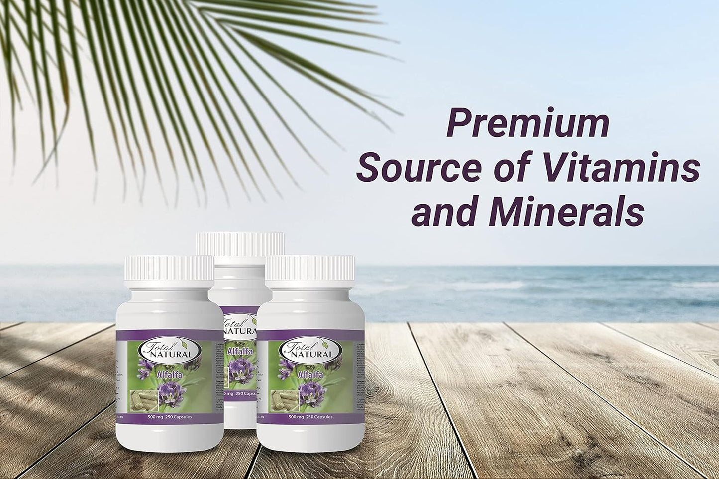 Natural Alfalfa Supplement Capsules - 500mg, 250 Count, Vitamin & Mineral-Rich, Boosts Energy, Digestive Health