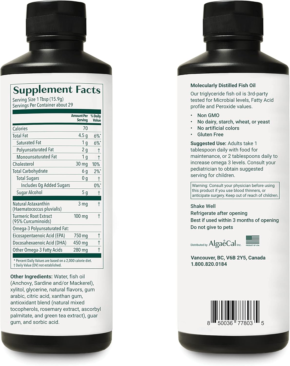Natural AlgaeCal Bundle with Calcium, Vitamin D3 & K2, Magnesium, Boron, Trace Minerals, and Omega-3 Fish Oil Emulsion