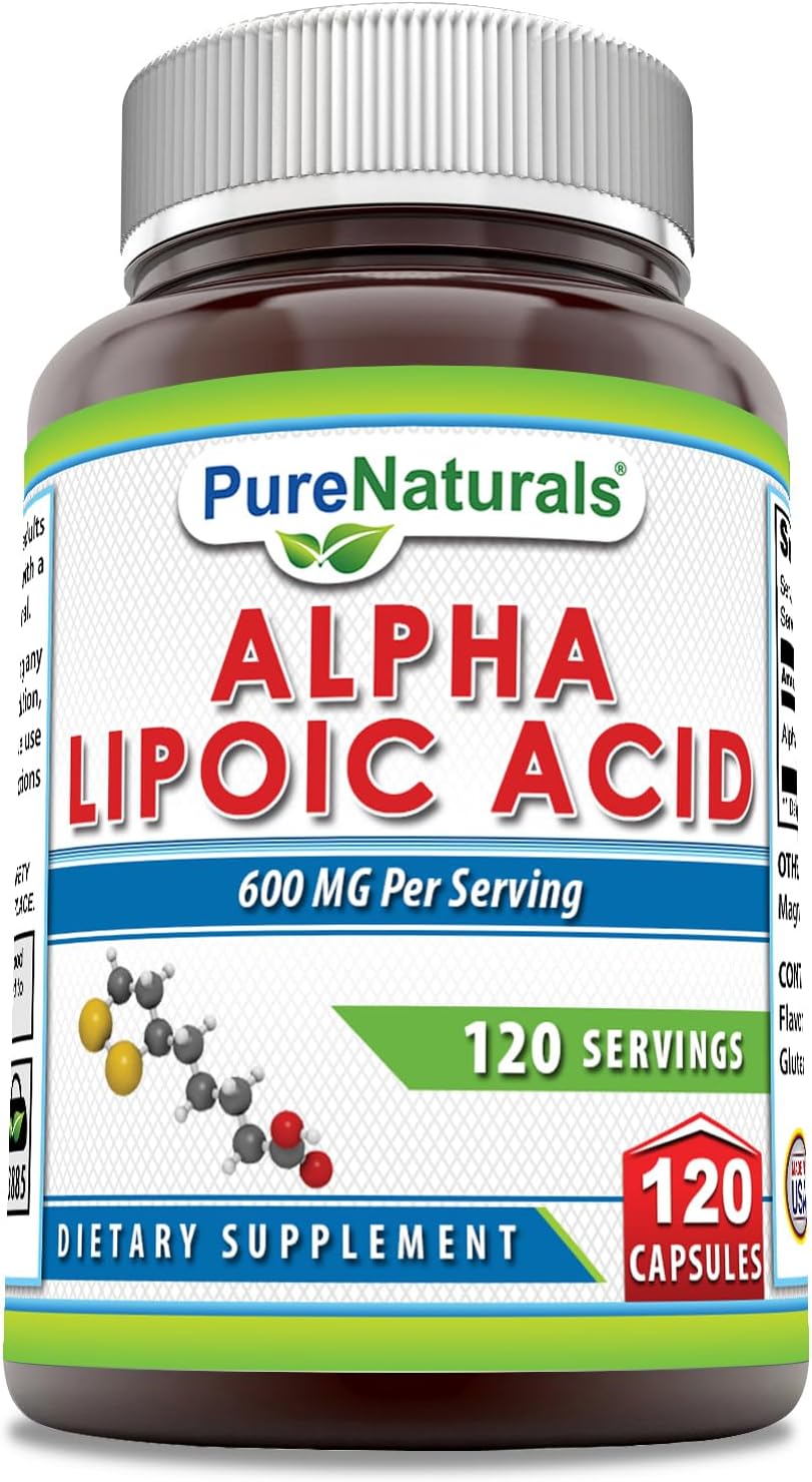 Natural Alpha Lipoic Acid 600mg Capsules - 120 Count | Non-GMO, Gluten Free, Made in USA - Dietary Supplement