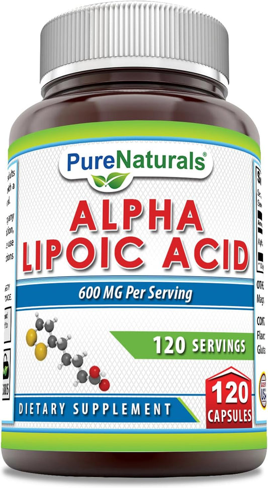 Natural Alpha Lipoic Acid 600mg Capsules - 120 Count | Non-GMO, Gluten Free, Made in USA - Dietary Supplement