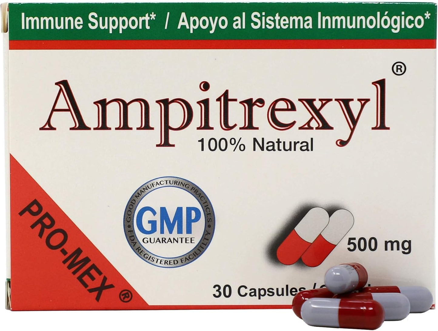 Natural Ampitrexyl Formula Capsules 500mg - Immune System Support & Antioxidant - 30 Count Box
