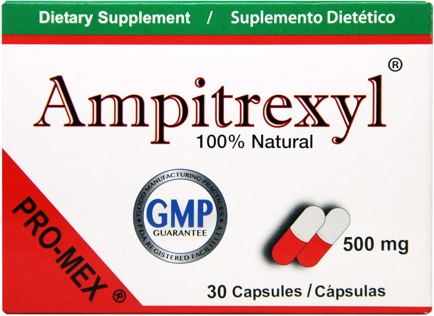 Natural Ampitrexyl Formula Capsules 500mg - Immune System Support & Antioxidant - 30 Count Box
