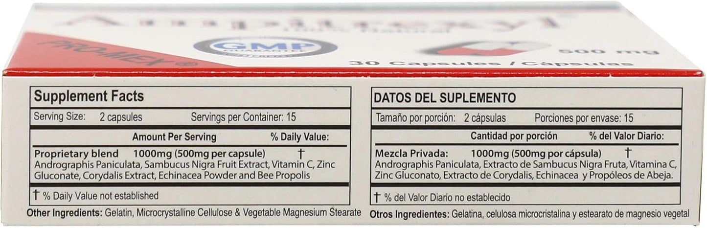 Natural Ampitrexyl Formula Capsules 500mg - Immune System Support & Antioxidant - 30 Count Box