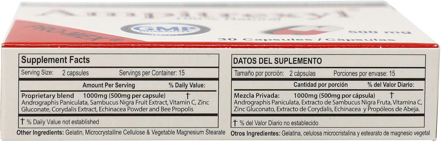 Natural Ampitrexyl Formula Capsules 500mg - Immune System Support & Antioxidant - 30 Count Box