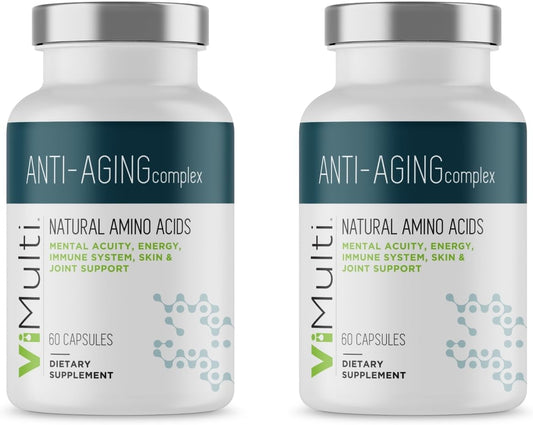 Natural Anti-Aging Amino Acid Supplement for Longevity - Immune Support, Energy Boost, Mental Clarity, Skin Health & Sleep Aid - 60 ct (2 Pack)