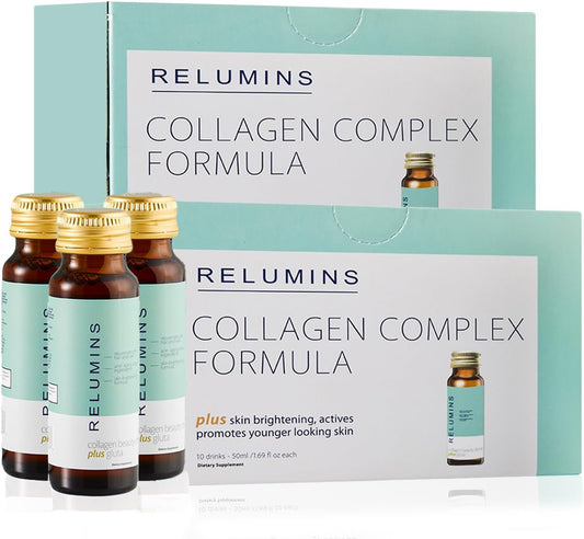 Natural Anti-Aging Collagen Beauty Drink with Glutathione, Hyaluronic, CoQ10, EGCG, Resveratrol - Apple Flavor, 10 Drinks x 2 Packs