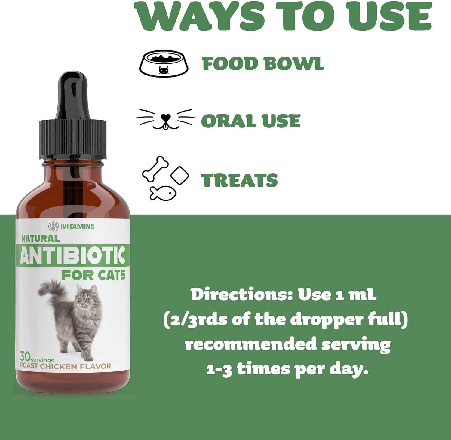 Natural Antibiotic Cat Supplements for Immune Support - 2 Pack, 60 Servings