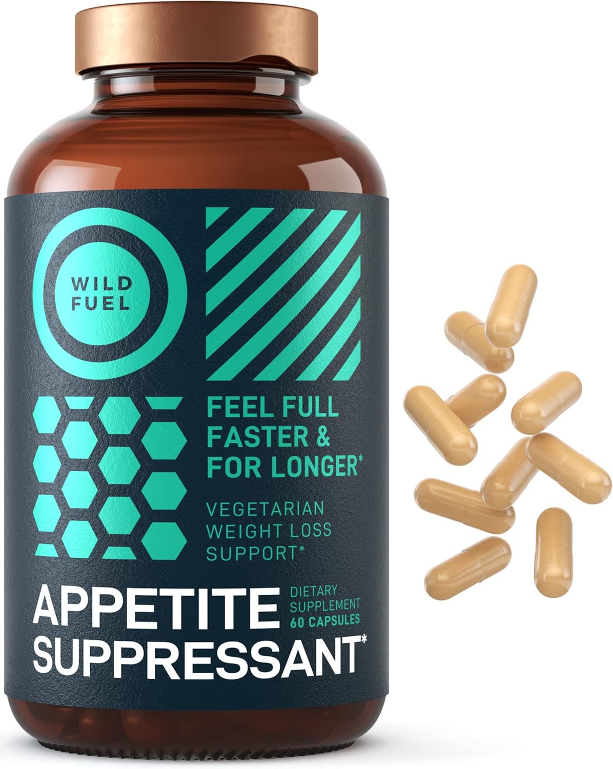 Natural Appetite Suppressant for Weight Loss - Fast-Acting Diet Pills for Women and Men - Garcinia Cambogia, Glucomannan, White Kidney Bean - 60 Veggie Capsules