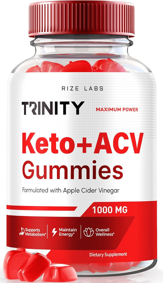 Natural Apple Cider Vinegar Gummies for Advanced Slimming Formula - 500mg (60 Gummies) - Rize Labs Trinity Keto+ACV