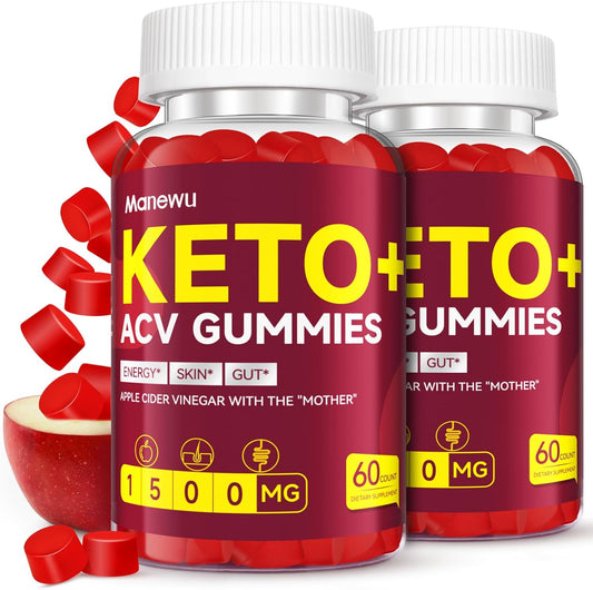 Natural Apple Cider Vinegar Gummies for Keto Diet - 1500mg Supplement for Men and Women - Low-Sugar, Gluten Free, Vegan - 120 Count