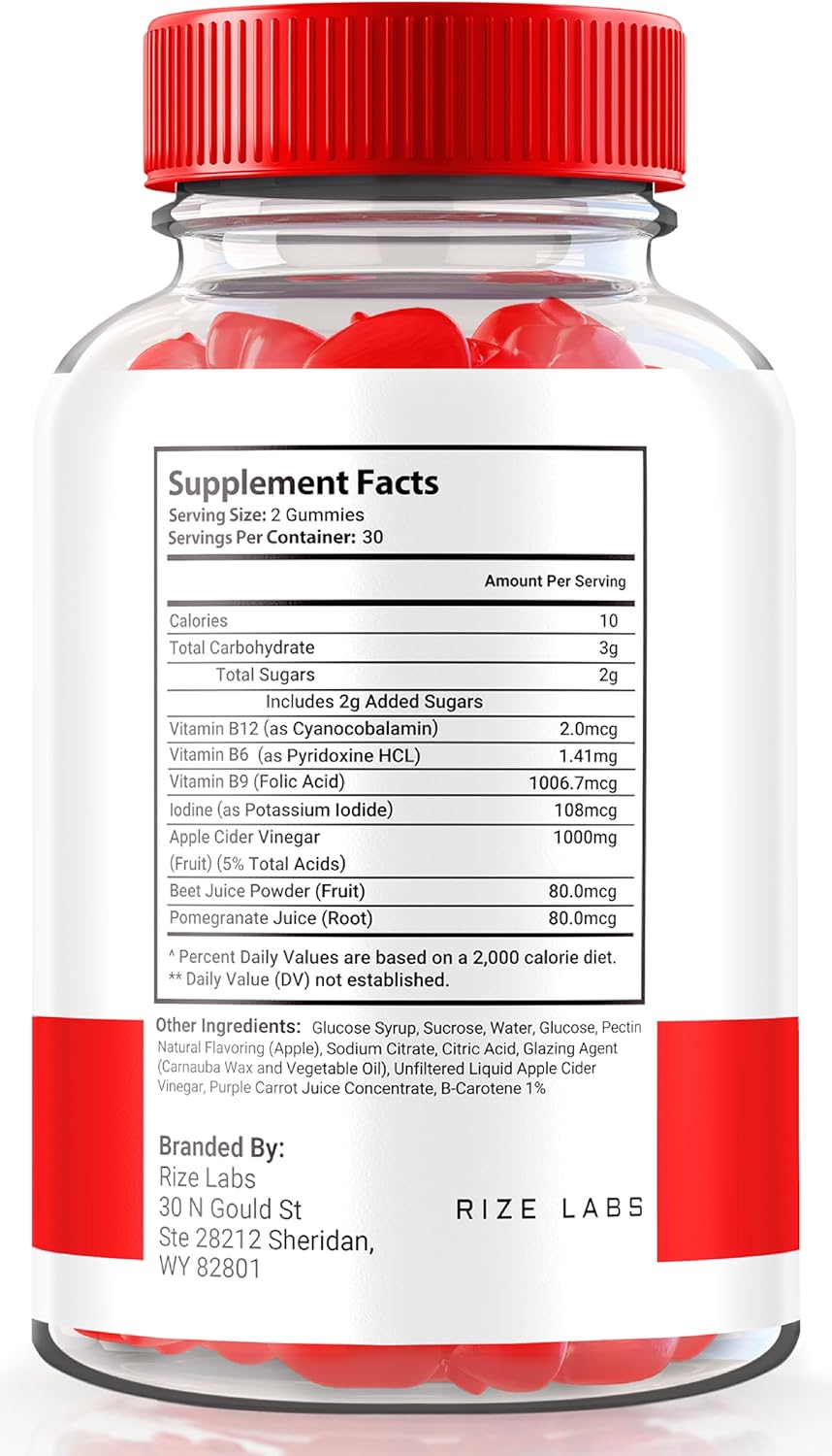 Natural Apple Cider Vinegar Gummies for Slimming Formula by Rize Labs - Advanced ACV Supplement (120 Count)