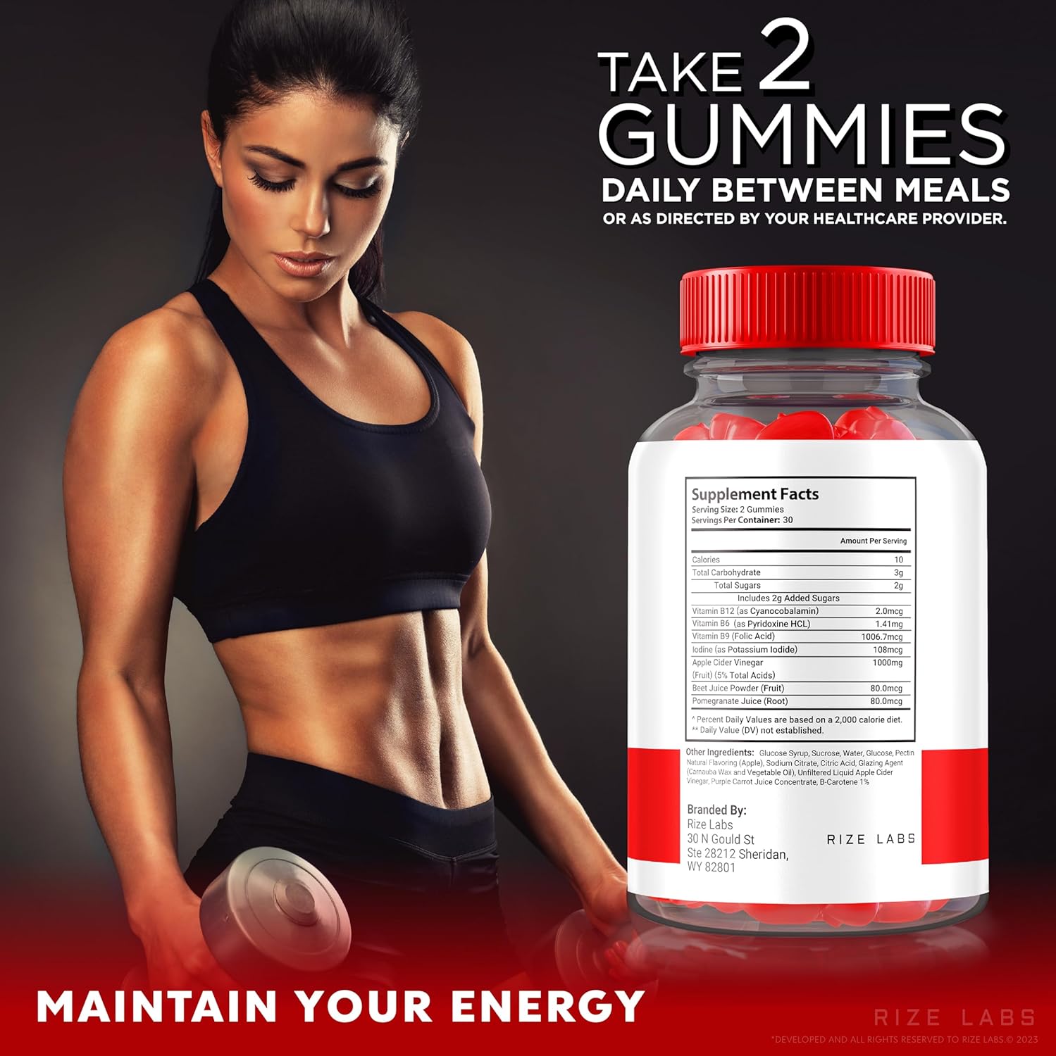 Natural Apple Cider Vinegar Gummies for Slimming Formula by Rize Labs - Advanced ACV Supplement (120 Count)