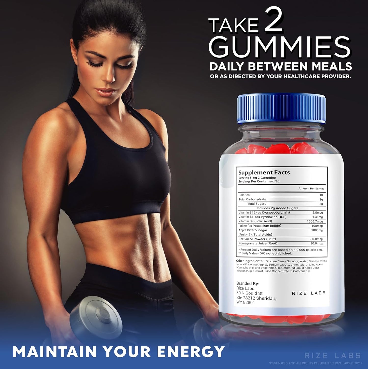 Natural Apple Cider Vinegar Keto Gummies for Advanced Slimming Formula - 2000mg Keto+ACV Supplement (60 Gummies) by Rize Labs