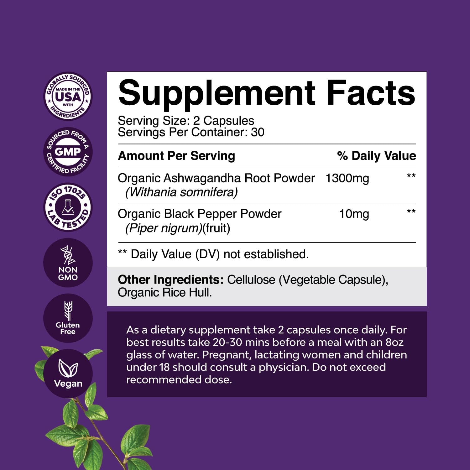 Natural Ashwagandha Root Capsules for Better Sleep, Mood, and Immune System – Withania Somnifera Supplement for Men and Women by Natures Craft