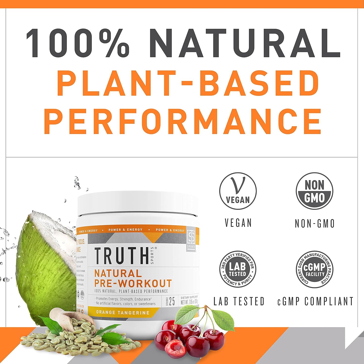 Natural Athlete Workout Bundle: Preworkout (Orange Tangerine) + Vegan BCAA (Red Raspberry) by Truth Nutrition