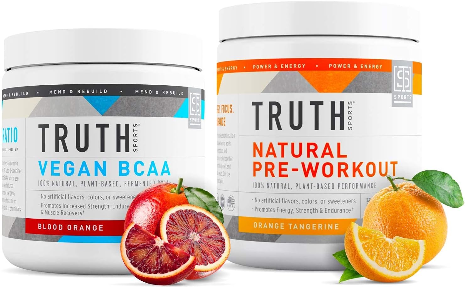 Natural Athlete Workout Stack: Orange Tangerine Preworkout + Blood Orange Vegan BCAA by Truth Nutrition