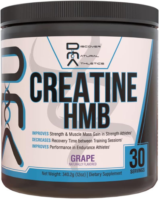 Natural Athletics DNA Creatine HMB Supplement for Men and Women - Grape Flavor, Enhance Muscle Growth, Boost Strength, Speed Up Recovery
