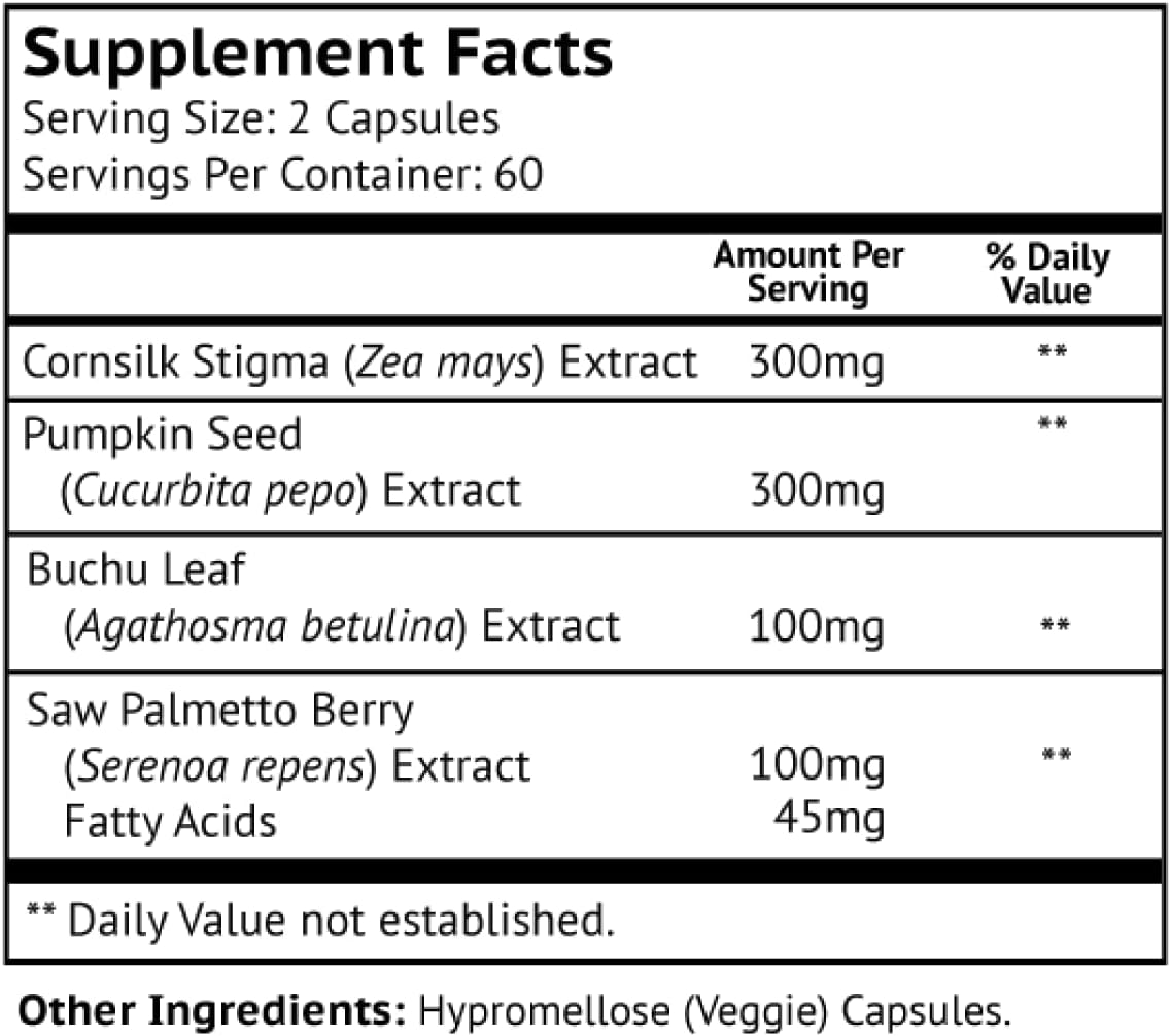 Natural Bladder Control Supplement for Men and Women - Promotes Healthy Urinary Flow - Biolor Stronghold - 120 Capsules