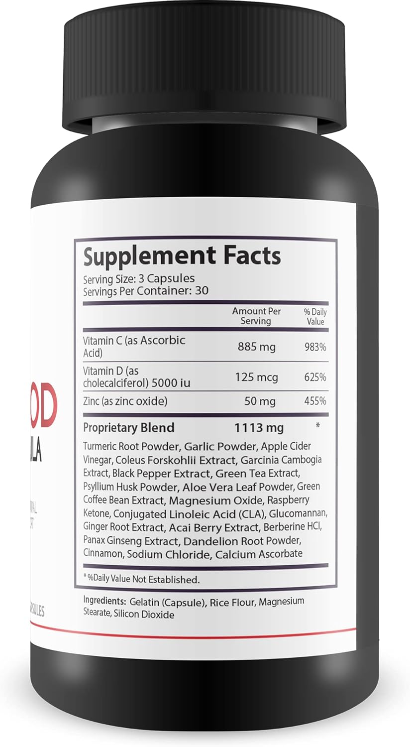 Natural Blood Health Support Supplement with Berberine, Cinnamon, and Zinc for Improved Blood Flow