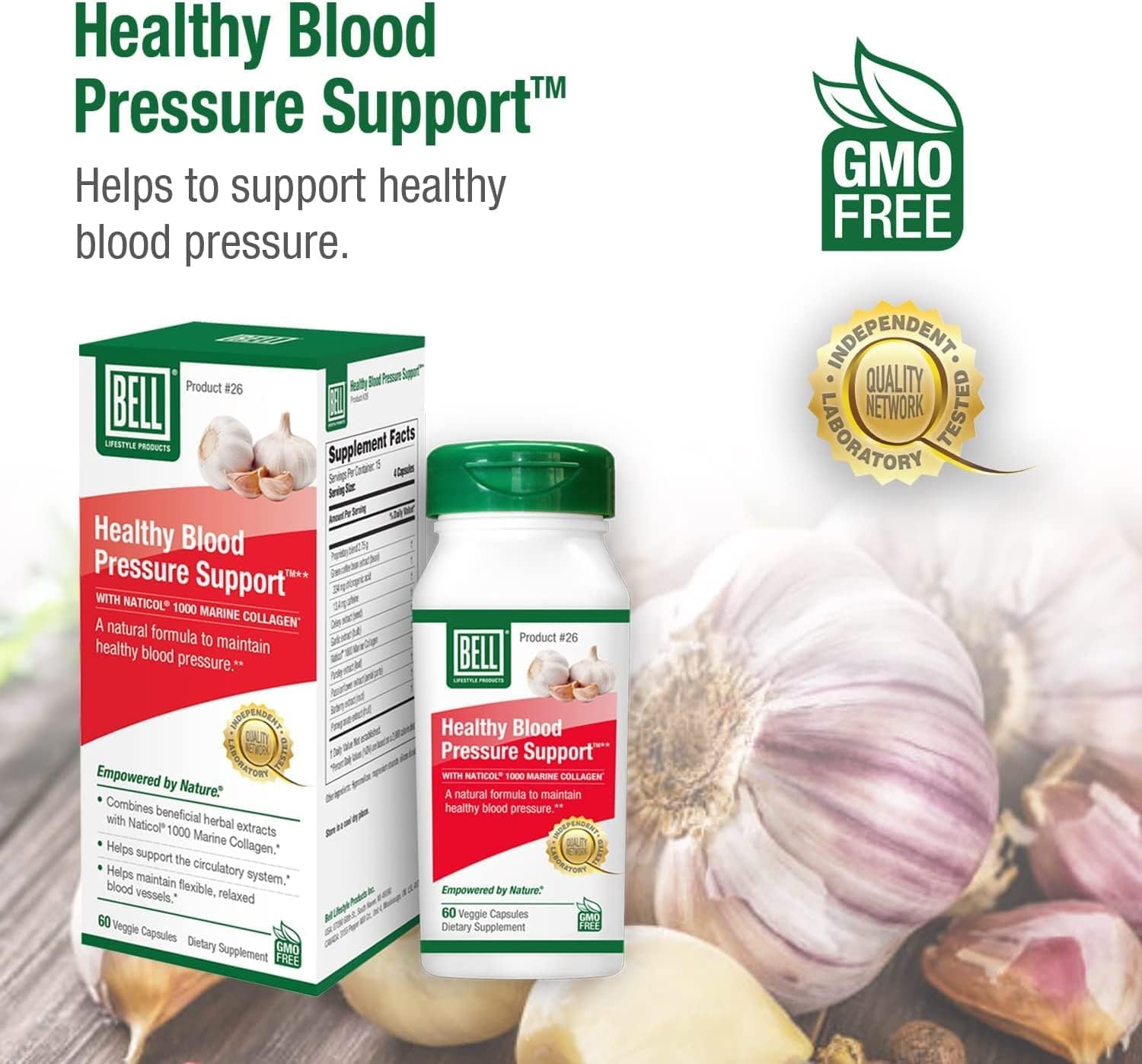 Natural Blood Pressure Support Capsules - Green Coffee Bean, Garlic & Celery Seed Extract Blend - Vegan, Non-GMO - 60 Count