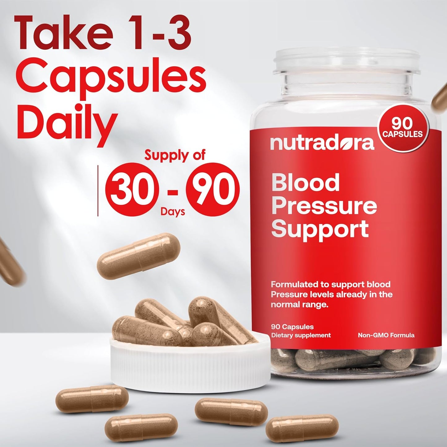 Natural Blood Pressure Support Supplement with Hawthorn, Hibiscus & Garlic Extract - Promotes Cardiovascular Health and Normal Heart Function