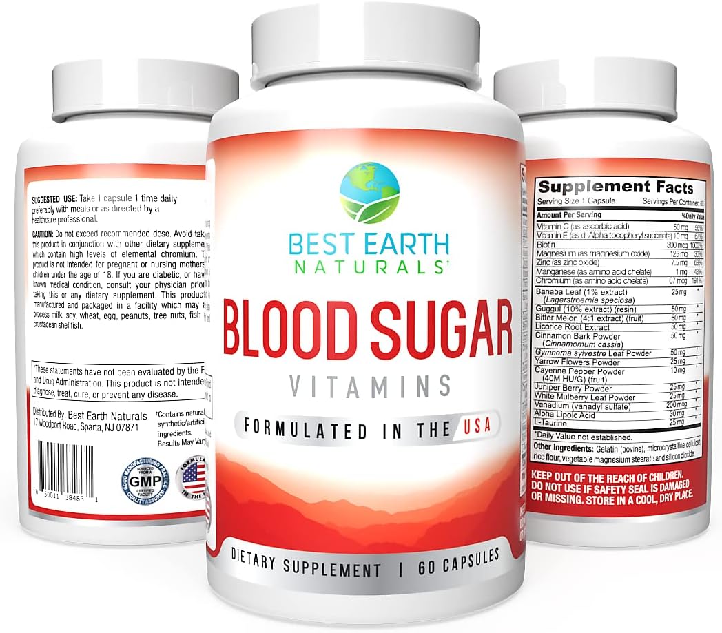 Natural Blood Sugar Control Vitamins - 60 Count by Best Earth Naturals
