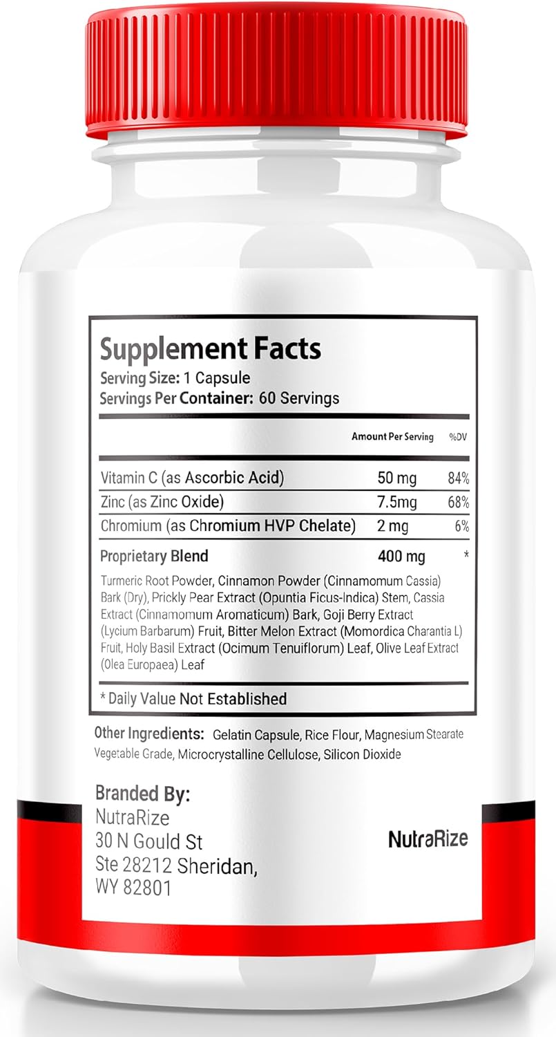 Natural Blood Sugar Support Capsules - NutraRize Sweet Ease Glyco Optimizer for Glycogen Pressure Relief (60 Pills)