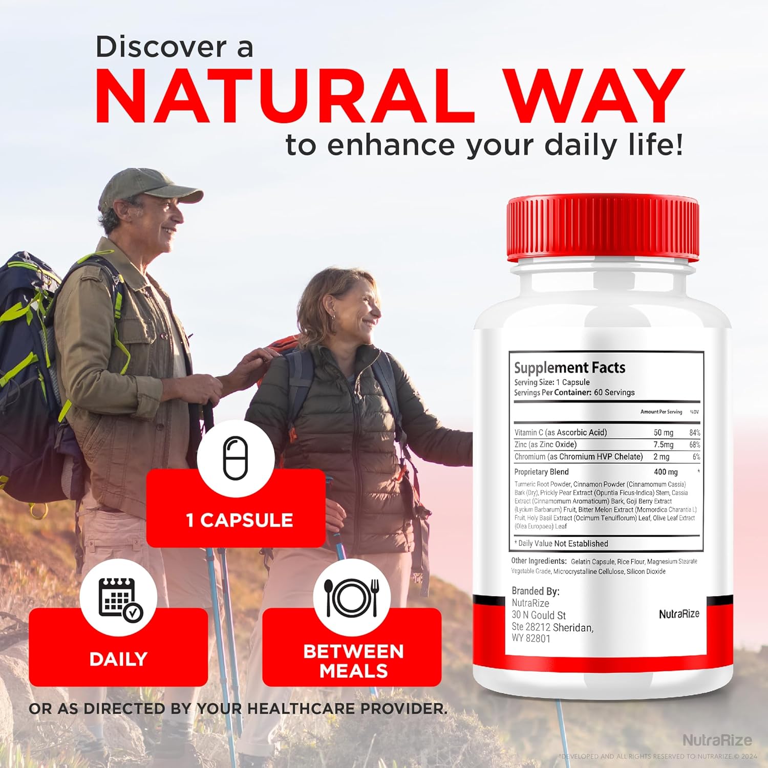 Natural Blood Sugar Support Capsules - NutraRize Sweet Ease Glyco Optimizer for Glycogen Pressure Relief (60 Pills)