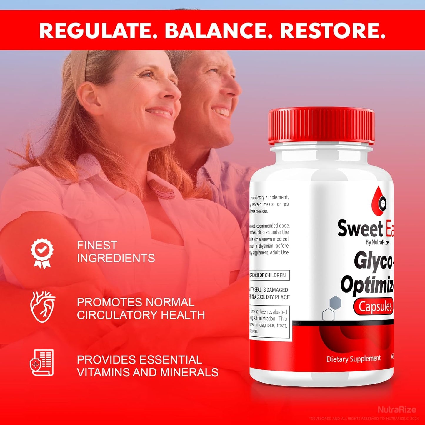 Natural Blood Sugar Support Capsules - NutraRize Sweet Ease Glyco Optimizer for Glycogen Pressure Relief (60 Pills)