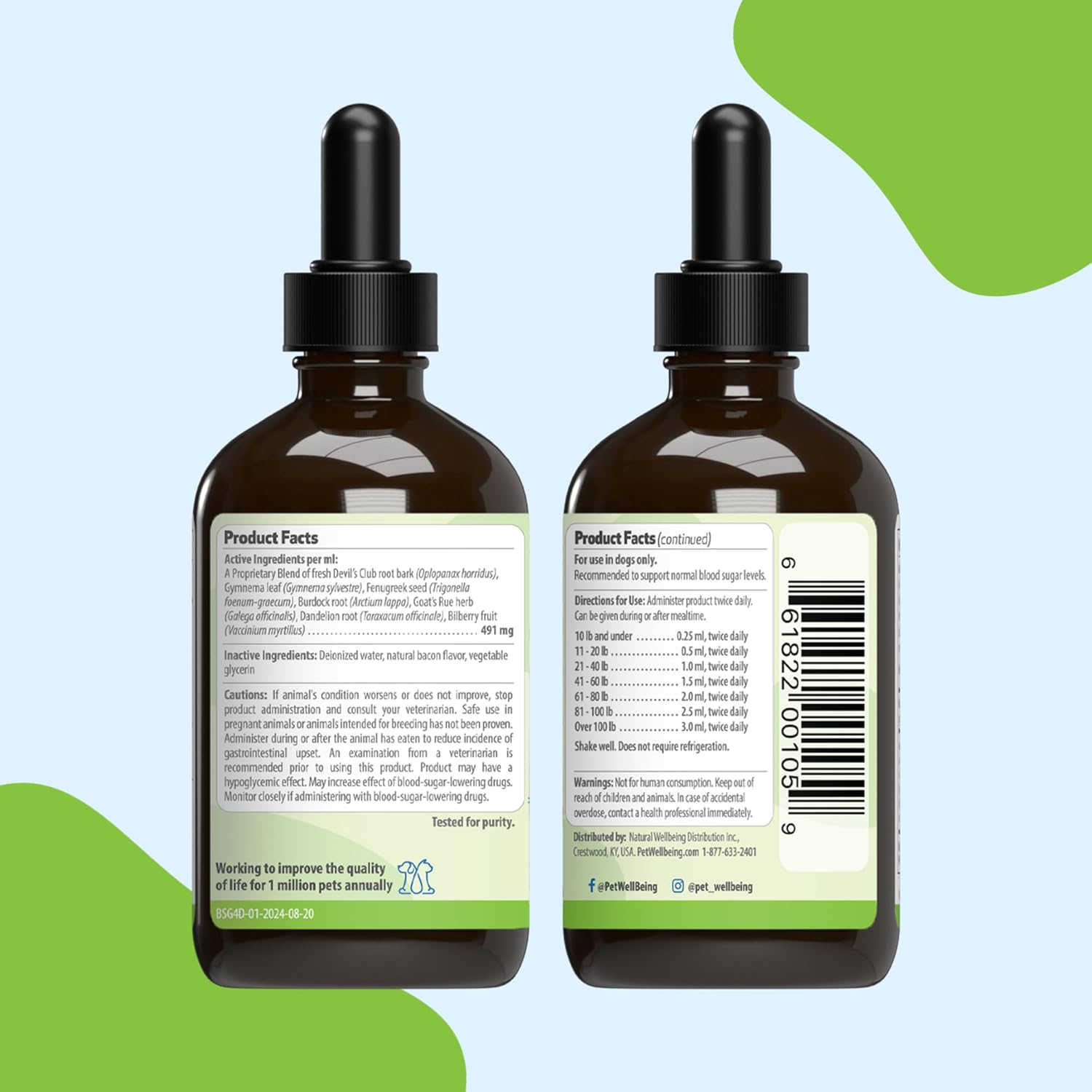 Natural Blood Sugar Support Supplement for Dogs & Cats - 4 oz Value Size - Promotes Healthy Blood Sugar Levels in Pets with Diabetes - Pet Wellbeing