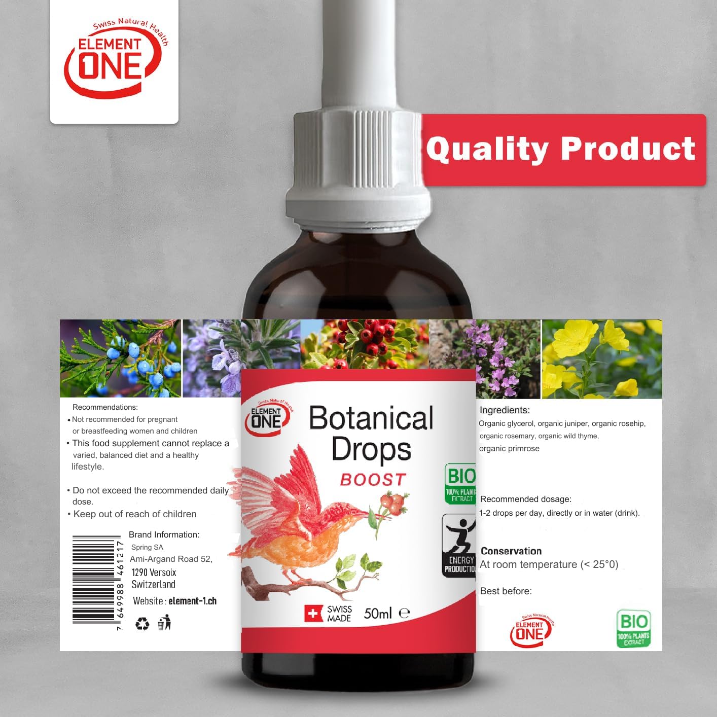 Natural Botanical Metabolism Boost and Weight Control Liquid Drops for Women & Men - Best Fat Control and Immune Support - 50ml
