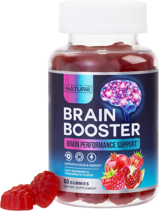 Natural Brain Booster Gummies with B6, B12, and Phosphatidylserine - Memory, Focus, Concentration - Cognitive Function & Energy Support, 60 Count