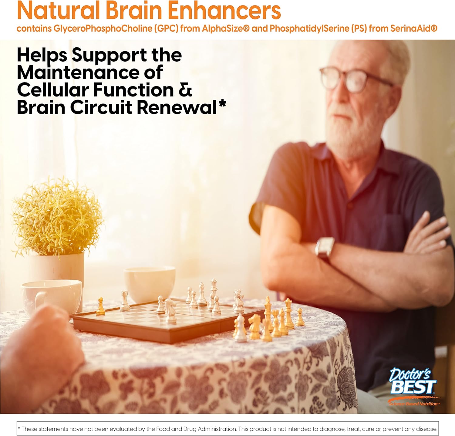 Natural Brain Enhancer Capsules for Memory & Focus - Non-GMO, Gluten-Free, Vegan - 60 Veg Capsules by Doctor's Best