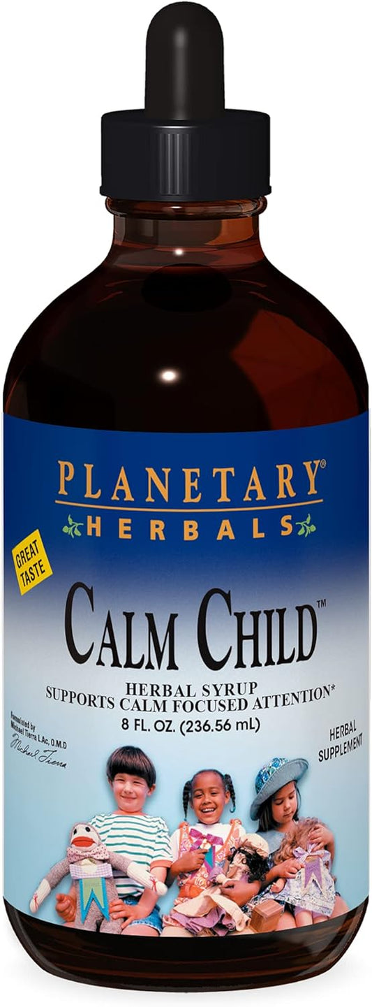 Natural Calm Child Herbal Syrup with Chamomile, Lemon Balm, Catnip - 8oz Bottle from Planetary Herbals