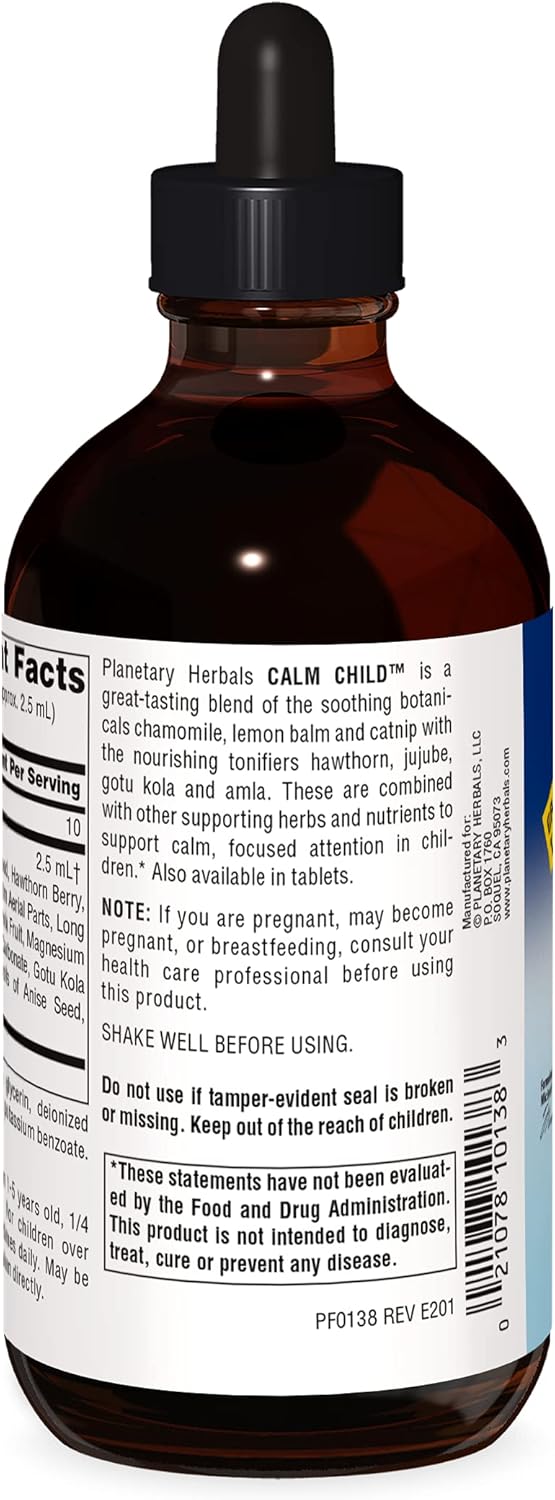 Natural Calm Child Herbal Syrup with Chamomile, Lemon Balm, Catnip - 8oz Bottle from Planetary Herbals