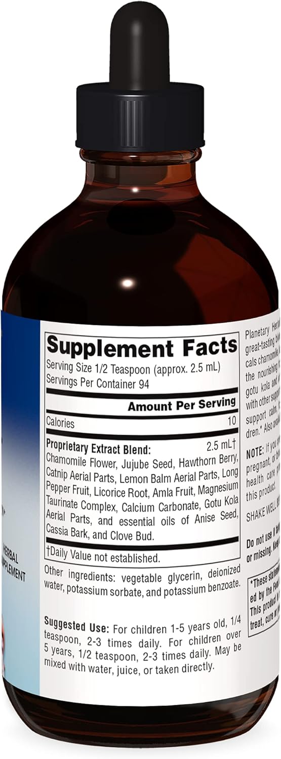 Natural Calm Child Herbal Syrup with Chamomile, Lemon Balm, Catnip - 8oz Bottle from Planetary Herbals