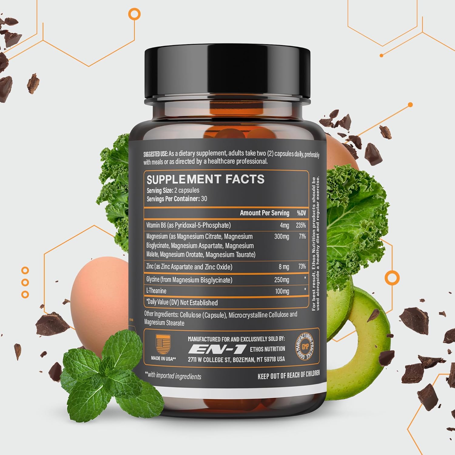 Natural Calm Magnesium Supplement with Theanine, P5P, Zinc, and Glycine - 6 Forms of Magnesium for Relaxation