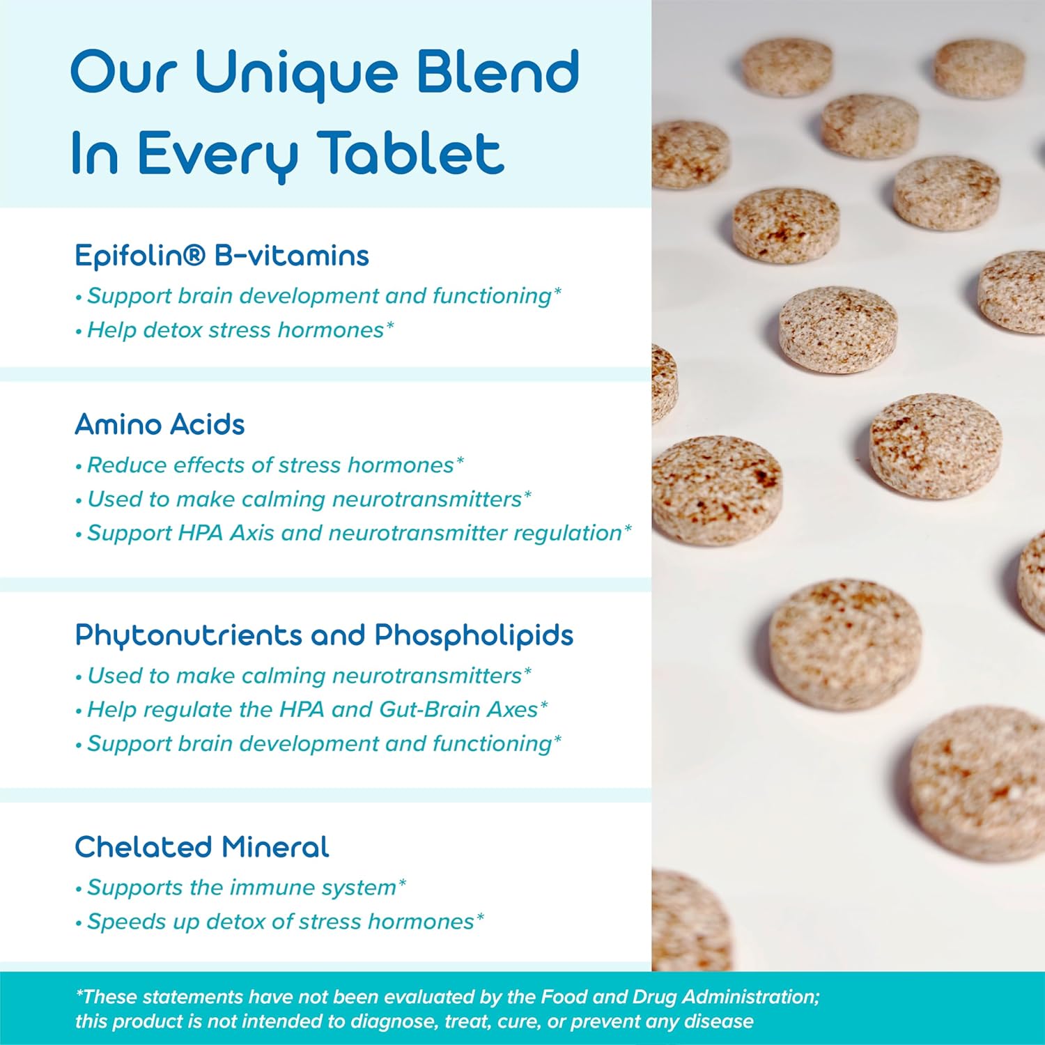 Natural CalmOne Chewable Tablets for Adults & Children - Support Gut, Brain & Nervous System Balance - Fast Relief for Anxiety, Overwhelm, Sleep & Relaxation - 60 Tablets