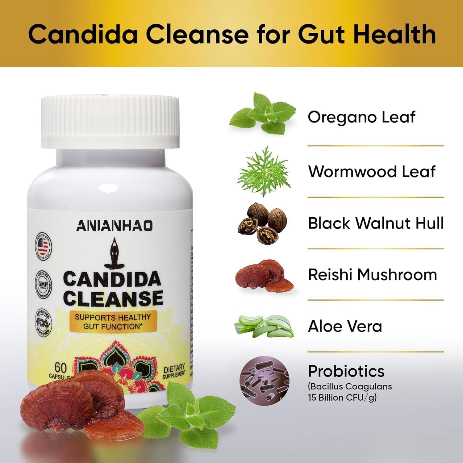 Natural Candida Cleanse with Herbs, Probiotics, and Antifungal Ingredients