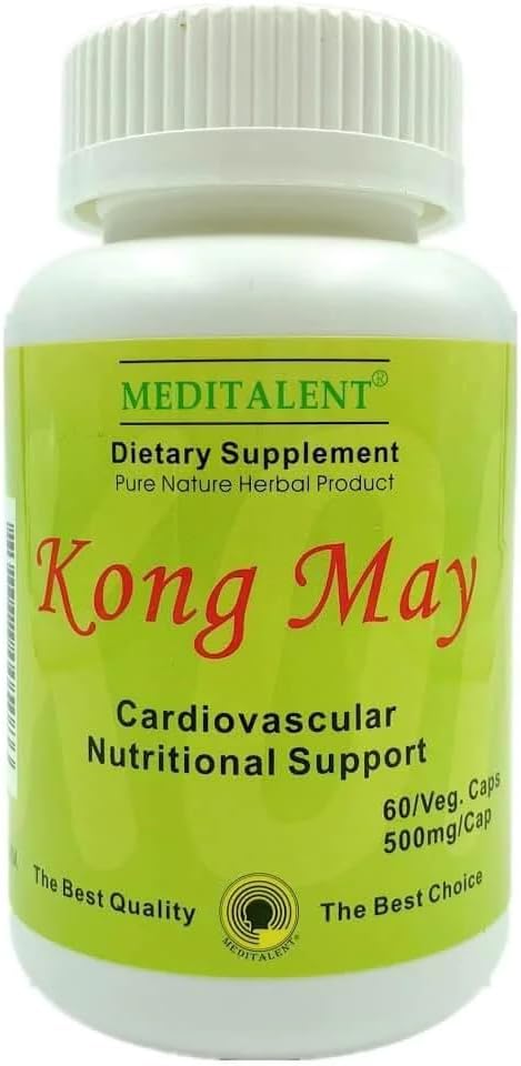 Natural Cardiovascular Support Supplement with Red Yeast Rice, Natto Fermented Powder, Antrodia Mushrooms - 60 Capsules for Overall Health by Meditalent