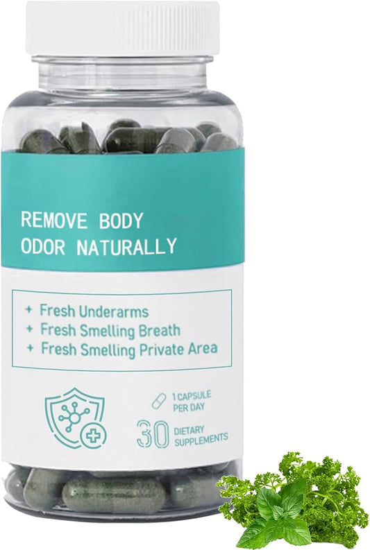 Natural Chlorophyll Pills for Gut, Skin Health & Digestion Support - Internal Deodorant Supplement with Vegan Capsules (30pcs)