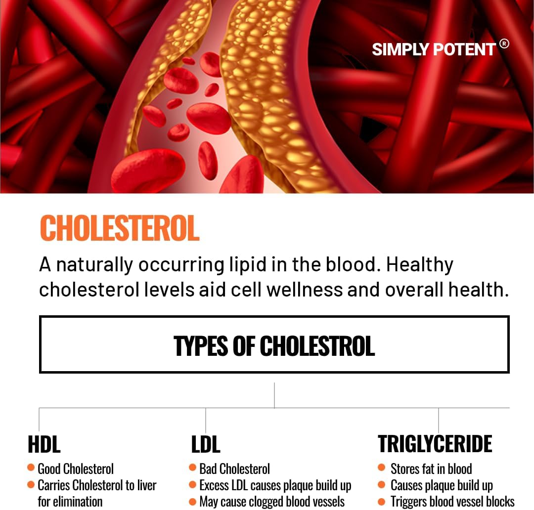 Natural Cholesterol Lowering Supplement with Garlic, Plant Sterols, Niacin - Heart Healthy Capsules for Lowering LDL & Raising HDL - 60 Ct