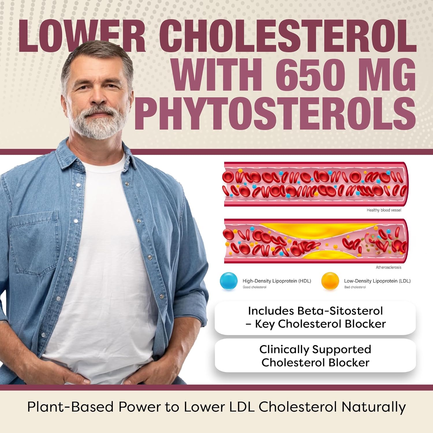 Natural Cholesterol Support Supplement with Policosanol & Antioxidants - Improve Heart Health, Circulation & Energy - 120 Capsules