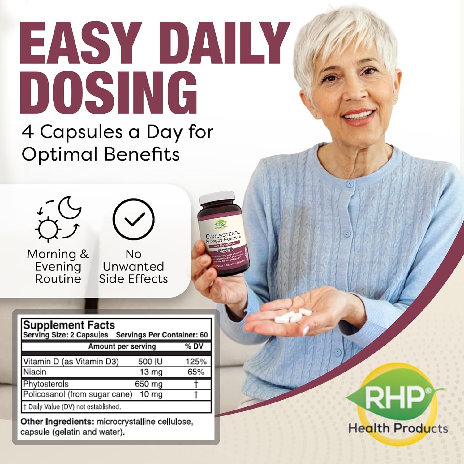 Natural Cholesterol Support Supplement with Policosanol & Antioxidants - Improve Heart Health, Circulation & Energy - 120 Capsules